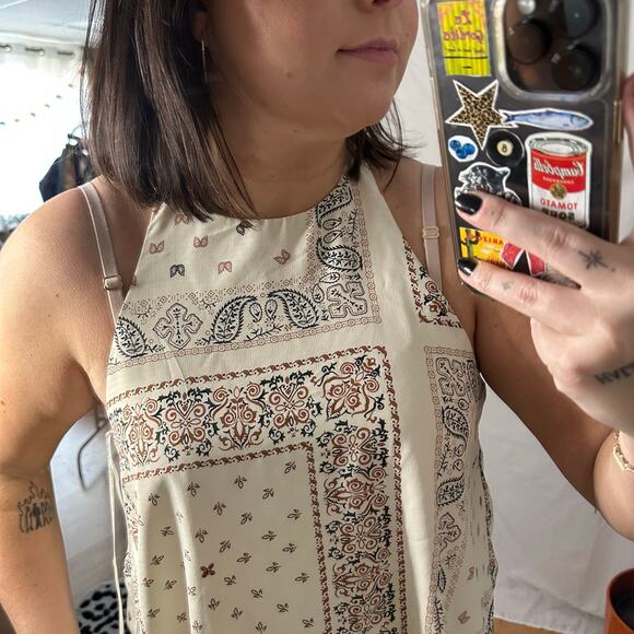 Anthropologie Bishop+Young Spencer Halter Top Beige Paisley - Picture 7 of 7